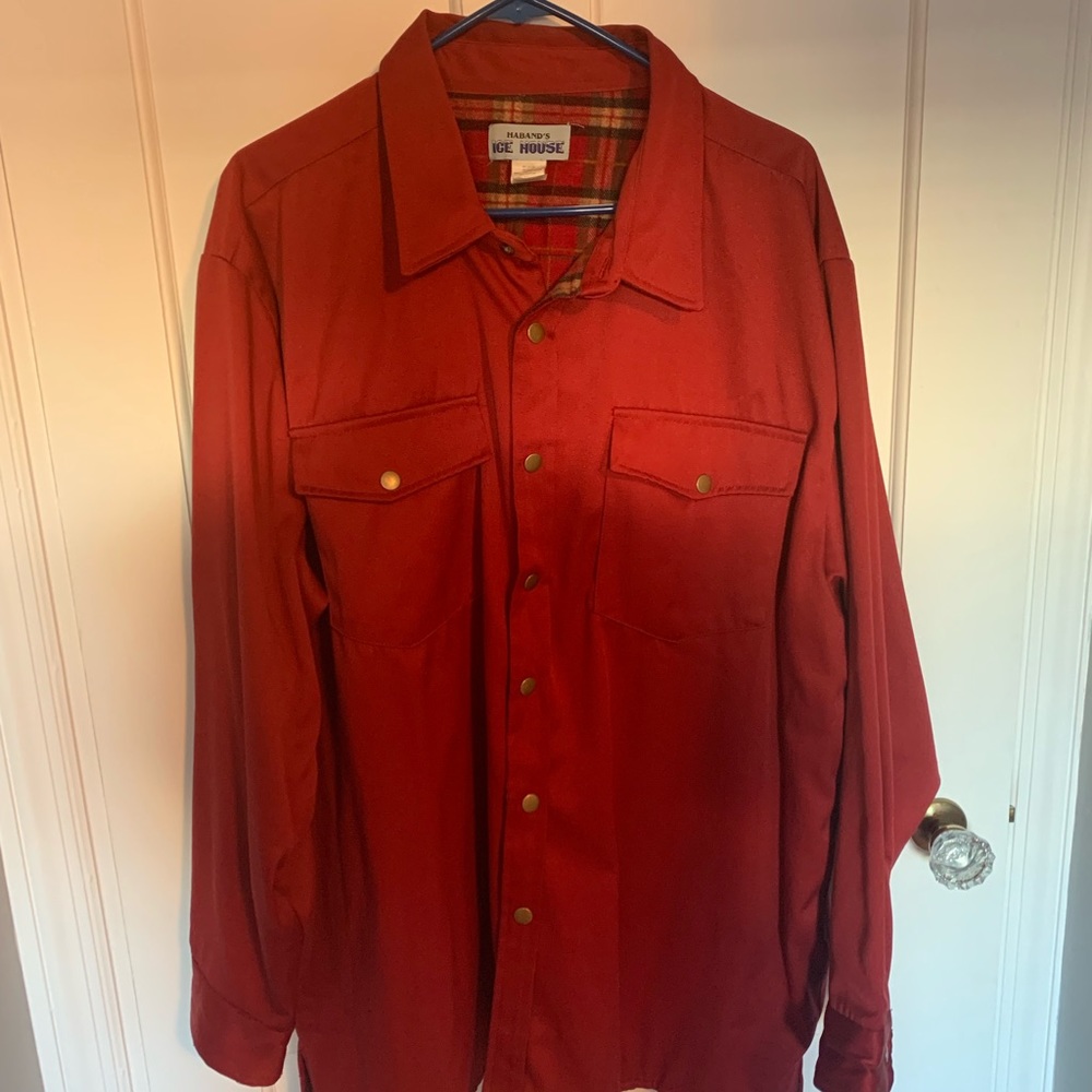 Vintage Habands Ice House lightweight red jacket.